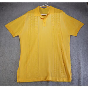 Stacy Adams Safari Silk Shirt Yellow Gold XXL 2XL vtg